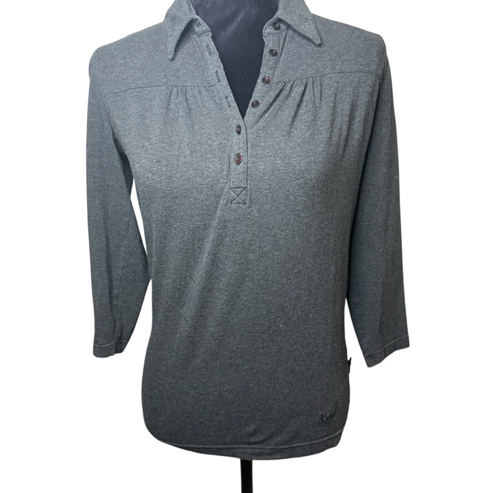 Kuhl Women's Gray knit half Button Shirt Small - Picture 2 of 11